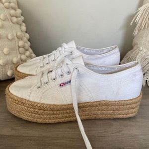 SUPERGA white and tan shoes